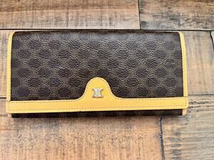 Céline Macadam Long wallet Classic Brown w/Tan leather trim